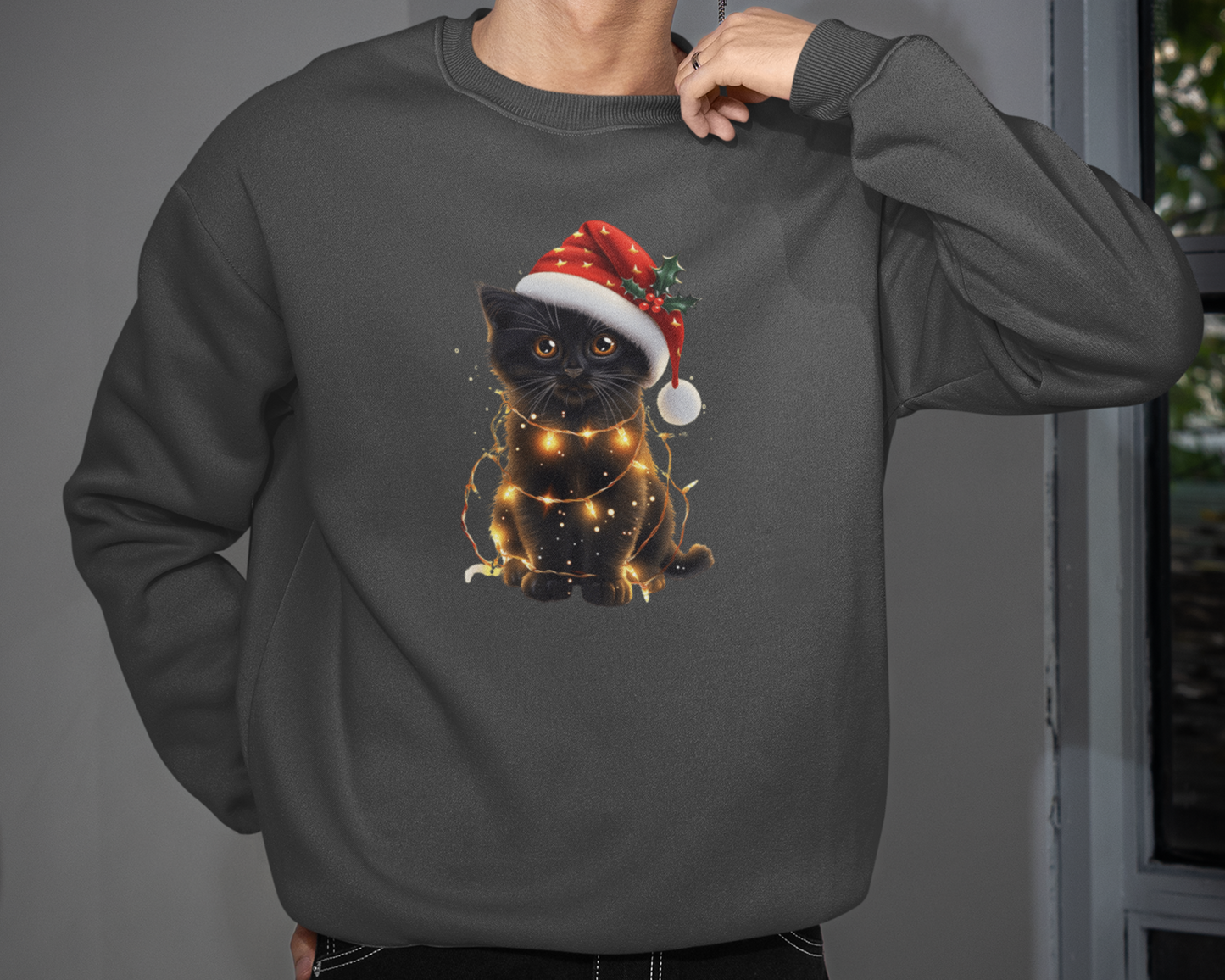 聖誕黑色貓咪長袖