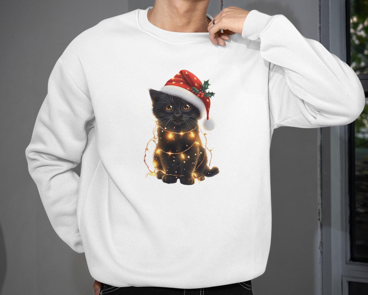 聖誕黑色貓咪長袖