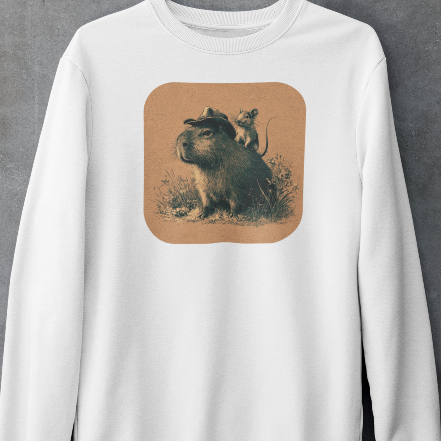 [休閒透氣] [寬鬆落肩版型] 水豚與老鼠 長袖