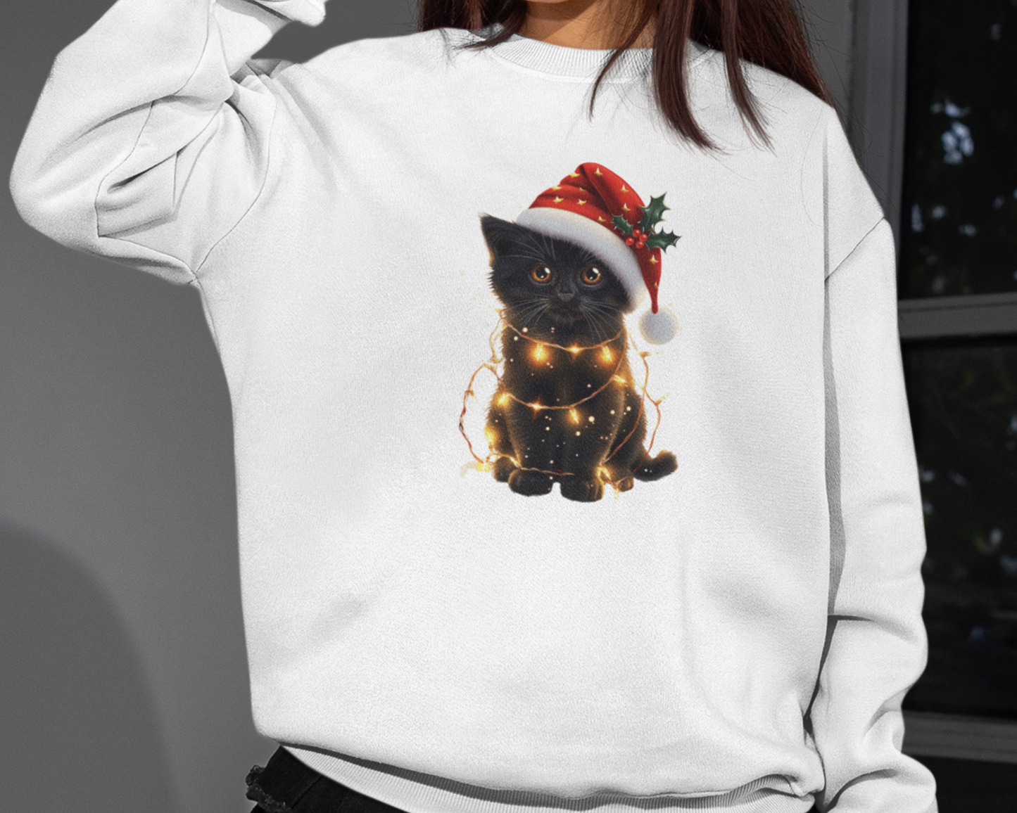 聖誕黑色貓咪長袖